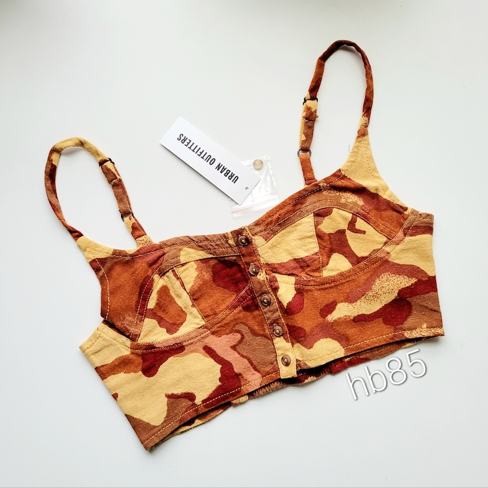 Urban Outfitters Out From Under Tank Top Camo Marigold Burnt Orange Medium